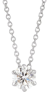 14K Gold Round Lab-Grown Diamond Solitaire Necklace or Slide Pendant - White Gold