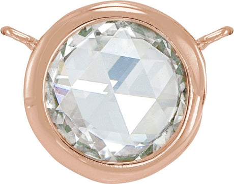 14K Gold Round Natural Diamond Rose-Cut Bezel-Set Necklace - Rose Gold