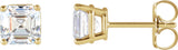 14K Gold Natural Diamond Asscher 4-Prong Stud Earrings – 3/8 CTW - Yellow Gold
