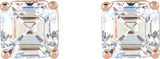 14K Gold Natural Diamond Asscher 4-Prong Stud Earrings – 3/8 CTW - Rose Gold - view 2