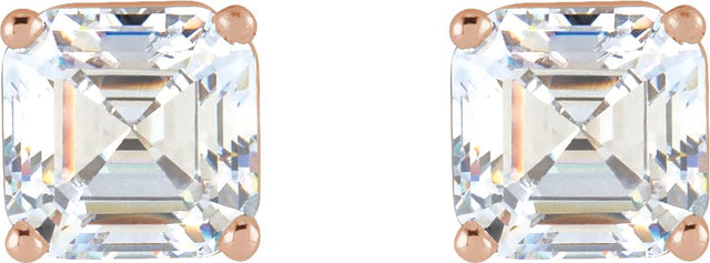 14K Gold Lab-Grown Diamond Asscher 4-Prong Stud Earrings – 3/8 CTW - Rose Gold - view 2