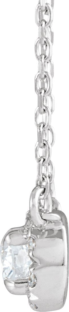 14K Gold Round Lab-Grown Diamond French-Set Halo-Style Necklace - White Gold - view 2
