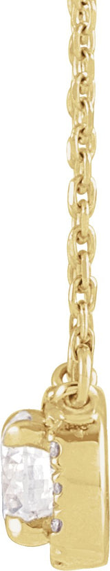 14K Gold Round Lab-Grown Diamond French-Set Halo-Style Necklace - Yellow Gold - view 2