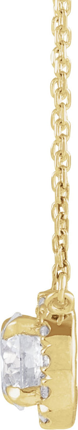 14K Gold Round Lab-Grown Diamond French-Set Halo-Style Necklace - Yellow Gold - view 2