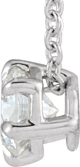 14K Gold Round Lab-Grown Diamond Solitaire Necklace or Slide Pendant - White Gold - view 2