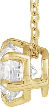 14K Gold Round Lab-Grown Diamond Solitaire Necklace or Slide Pendant - Yellow Gold - view 2