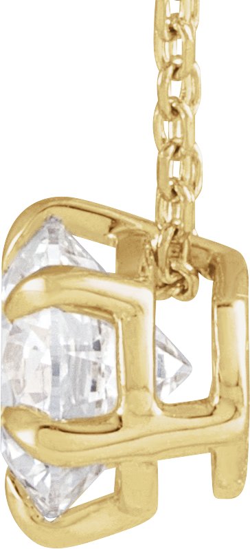 14K Gold Round Lab-Grown Diamond Solitaire Necklace or Slide Pendant - Yellow Gold - view 2