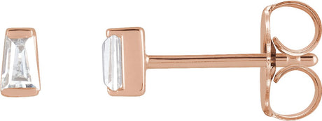 14K Gold Natural Diamond Tapered Baguette Channel-Set Stud Earrings - Rose Gold