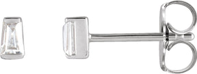 Platinum Natural Diamond Tapered Baguette Channel-Set Stud Earrings