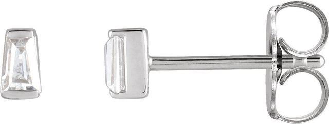 14K Gold Natural Diamond Tapered Baguette Channel-Set Stud Earrings - White Gold