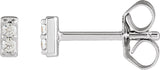 14K Gold Round Natural Diamond Accented Bar Earrings - White Gold