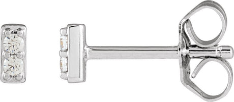 14K Gold Round Natural Diamond Accented Bar Earrings - White Gold