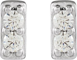 14K Gold Round Natural Diamond Accented Bar Earrings - White Gold - view 2