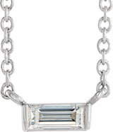 Platinum Straight Baguette Natural Diamond Solitaire Channel-Set Necklace