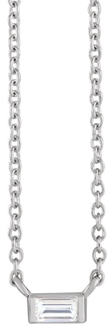 Platinum Straight Baguette Natural Diamond Solitaire Channel-Set Necklace