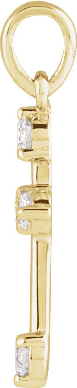 14K Gold Round Natural Diamond Cross Necklace or Pendant – up to 0.07 CTW - Yellow Gold - view 2