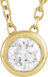 14K Gold Round Lab-Grown Diamond Solitaire Bezel-Set Necklace - Yellow Gold