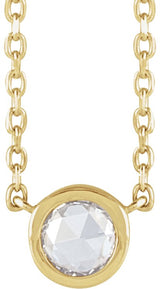 14K Gold Round Natural Diamond Rose-Cut Bezel-Set Necklace - Yellow Gold
