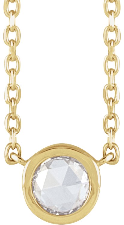 14K Gold Round Natural Diamond Rose-Cut Bezel-Set Necklace - Yellow Gold