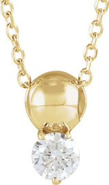 14K Gold Round Natural Diamond Accented Bead Necklace or Pendant - Yellow Gold