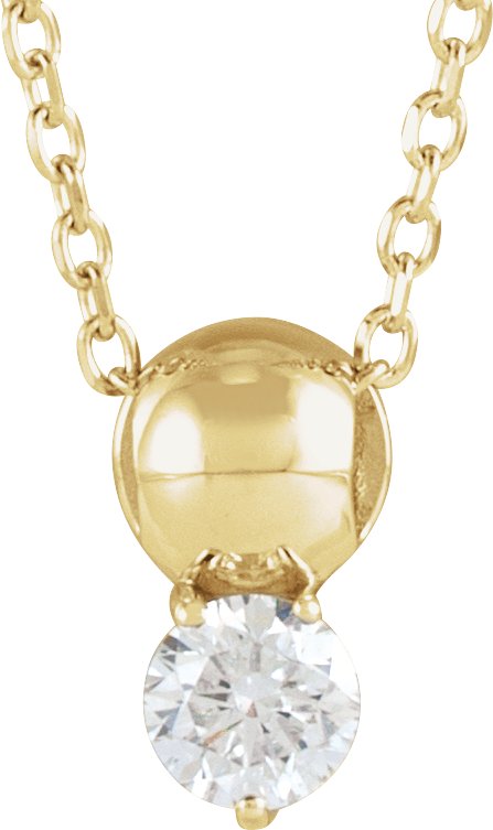14K Gold Round Natural Diamond Accented Bead Necklace or Pendant - Yellow Gold