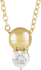 14K Gold Round Natural Diamond Accented Bead Necklace or Pendant - Yellow Gold