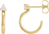 14K Gold Round Natural Diamond Accented Hoop Earrings VIII - Yellow Gold