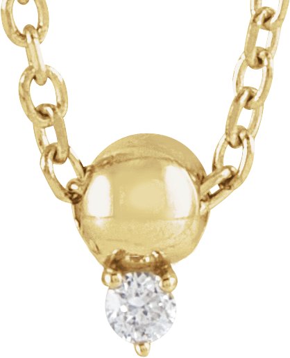 14K Gold Round Natural Diamond Accented Bead Necklace or Pendant - Yellow Gold