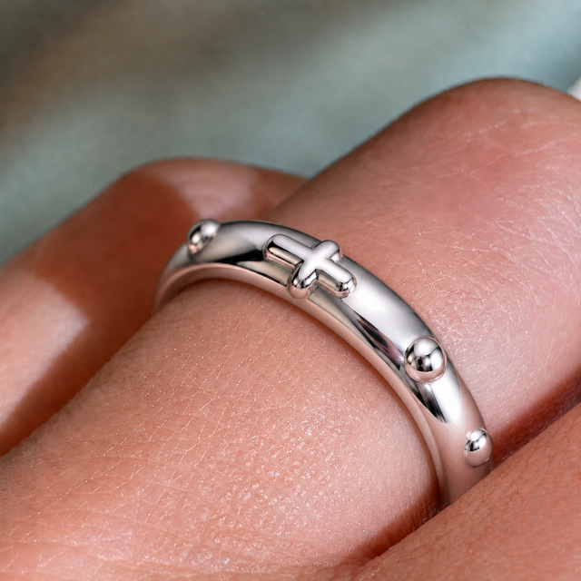 Men's 18K Gold Rosary Ring – 3.2mm