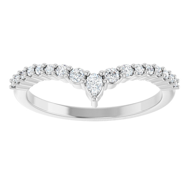 Platinum Pear Natural Diamond Contour Band – 3x2mm - view 3