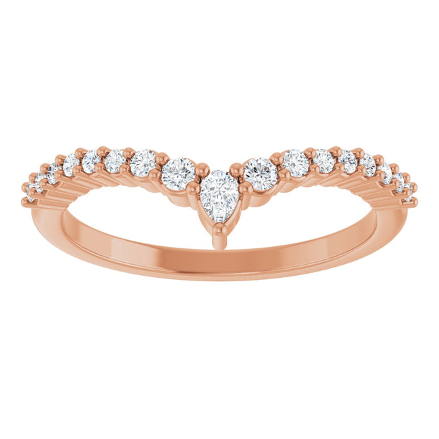 14K Gold Pear Natural Diamond Contour Band – 3x2mm - Rose Gold - view 3