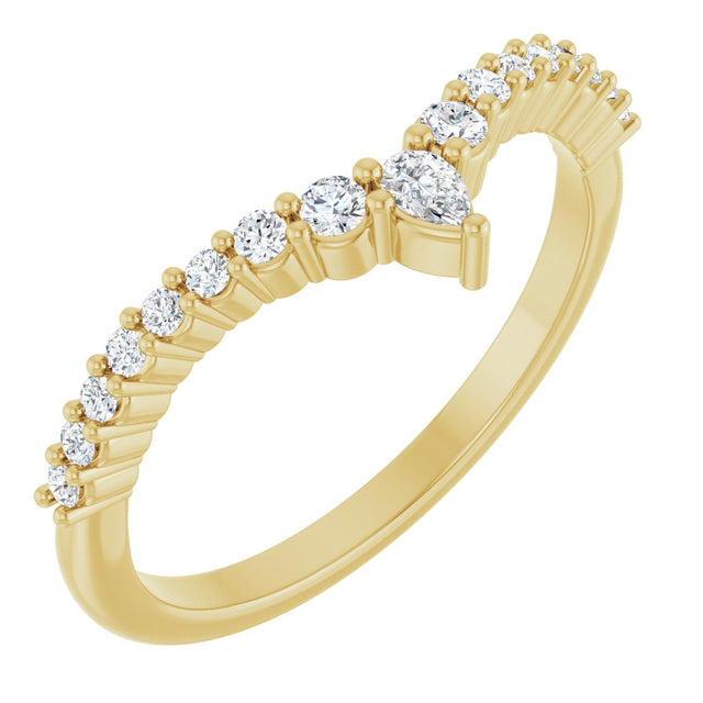 14K Gold Pear Natural Diamond Contour Band – 3x2mm - Yellow Gold