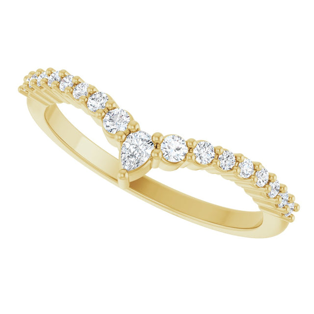 14K Gold Pear Lab-Grown Diamond Contour Band – 3x2mm - Yellow Gold - view 5