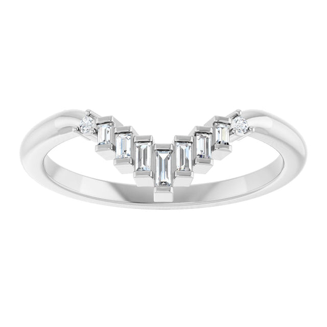 14K Gold Straight Baguette Natural Diamond Contour Band – 2.5x1mm - White Gold - view 3