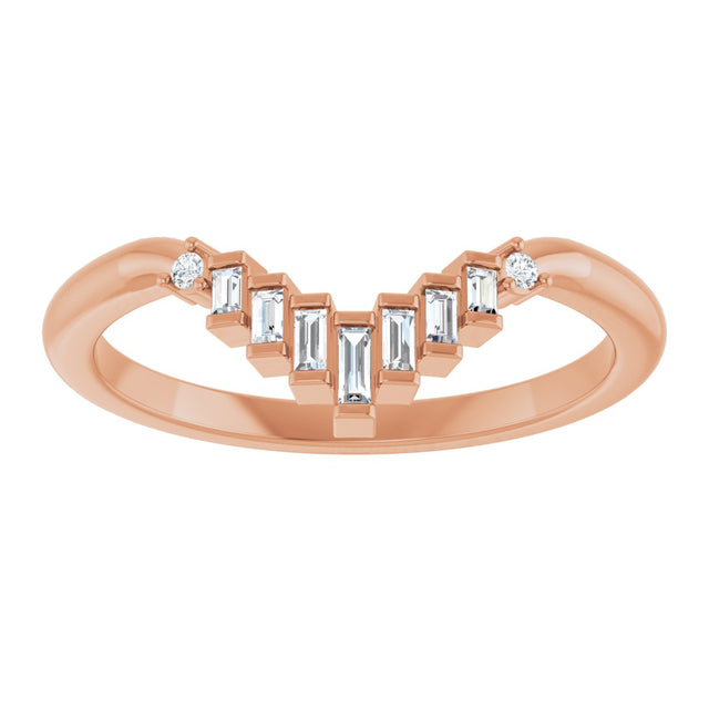 14K Gold Straight Baguette Natural Diamond Contour Band – 2.5x1mm - Rose Gold - view 3