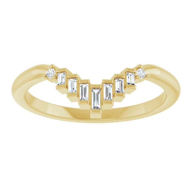 14K Gold Straight Baguette Natural Diamond Contour Band – 2.5x1mm - Yellow Gold - view 3