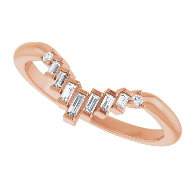 14K Gold Straight Baguette Natural Diamond Contour Band – 2.5x1mm - Rose Gold - view 5