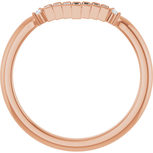 14K Gold Straight Baguette Natural Diamond Contour Band – 2.5x1mm - Rose Gold - view 2