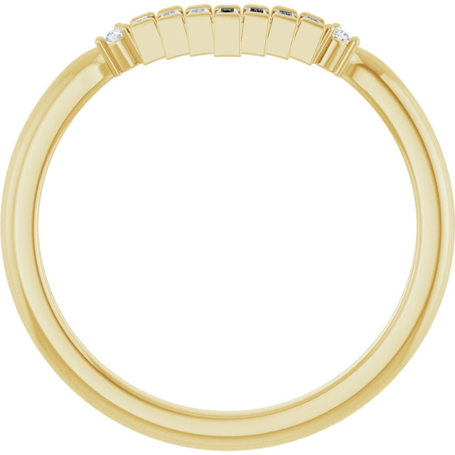 14K Gold Straight Baguette Natural Diamond Contour Band – 2.5x1mm - Yellow Gold - view 2