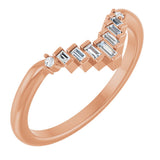 14K Gold Straight Baguette Natural Diamond Contour Band – 2.5x1mm - Rose Gold