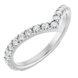 14K Gold Round Natural Diamond Accented Contour Band II - White Gold