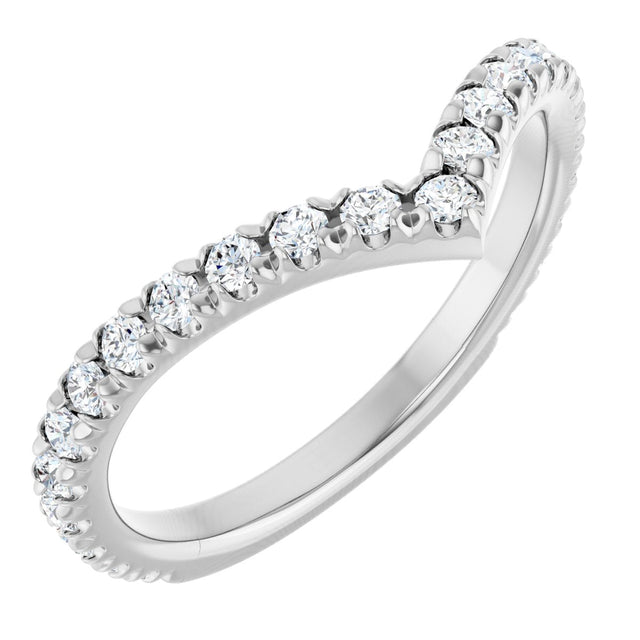 14K Gold Round Natural Diamond Accented Contour Band II - White Gold