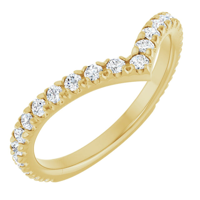 14K Gold Round Lab-Grown Diamond Accented Contour Band II - Yellow Gold
