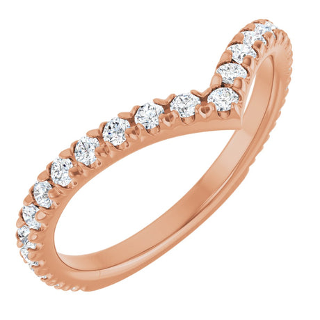 14K Gold Round Lab-Grown Diamond Accented Contour Band II - Rose Gold