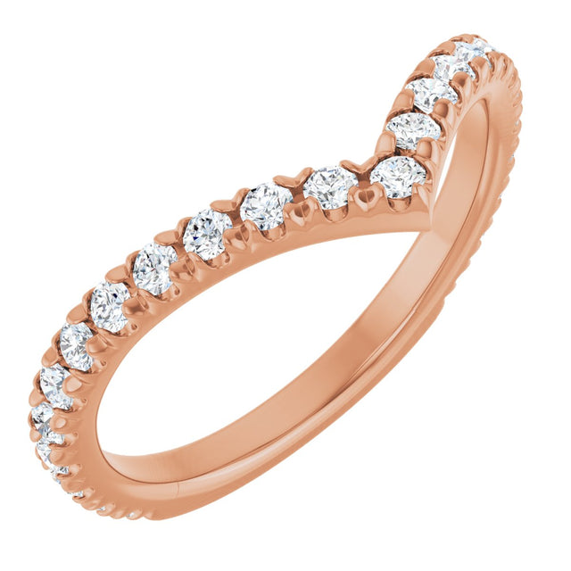 14K Gold Round Lab-Grown Diamond Accented Contour Band II - Rose Gold