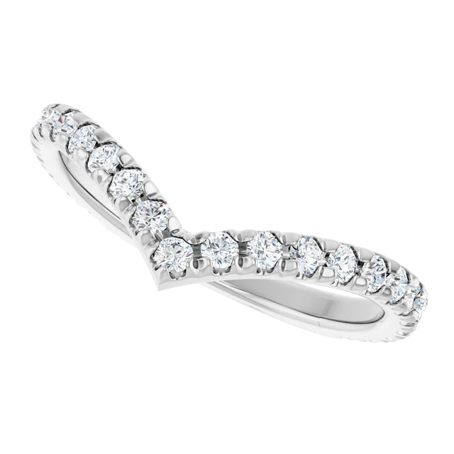 14K Gold Round Lab-Grown Diamond Accented Contour Band II - White Gold - view 5