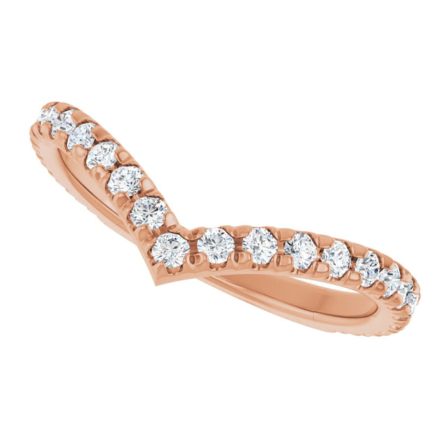 14K Gold Round Natural Diamond Accented Contour Band II - Rose Gold - view 5