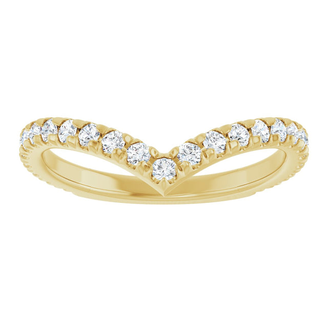 14K Gold Round Natural Diamond Accented Contour Band II - Yellow Gold - view 3