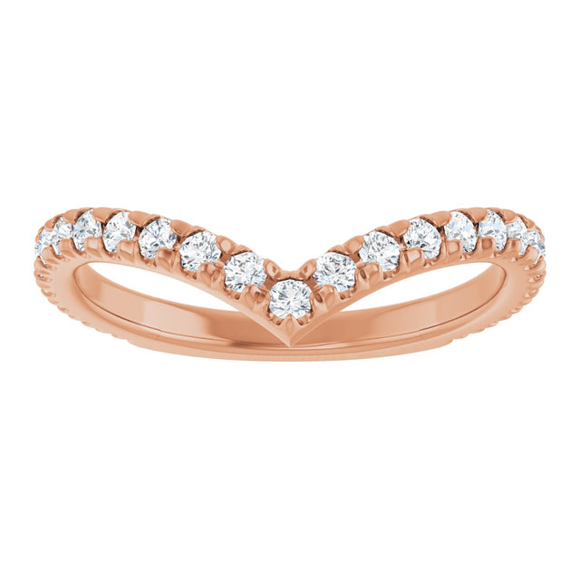 14K Gold Round Natural Diamond Accented Contour Band II - Rose Gold - view 3