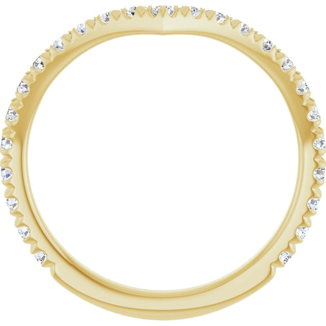 14K Gold Round Lab-Grown Diamond Accented Contour Band II - Yellow Gold - view 2